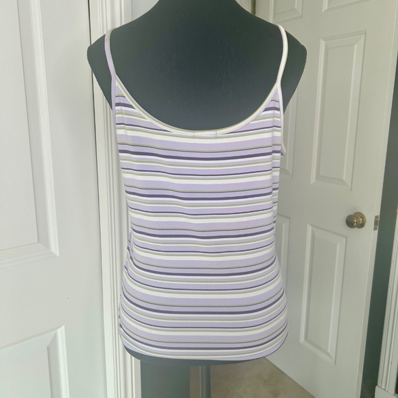 RW&CO Purple, Green and White Stripped Tank Top Size L - Picture 2 of 3